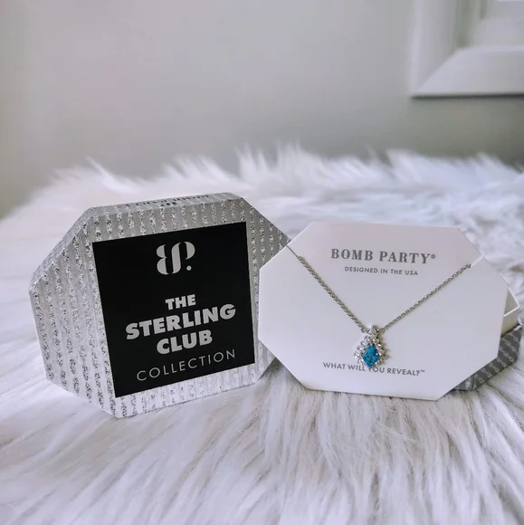 NWT Bomb Party 5158 Blue Apatite .925 Solid Sterling Silver 18" Necklace - Picture 5 of 5